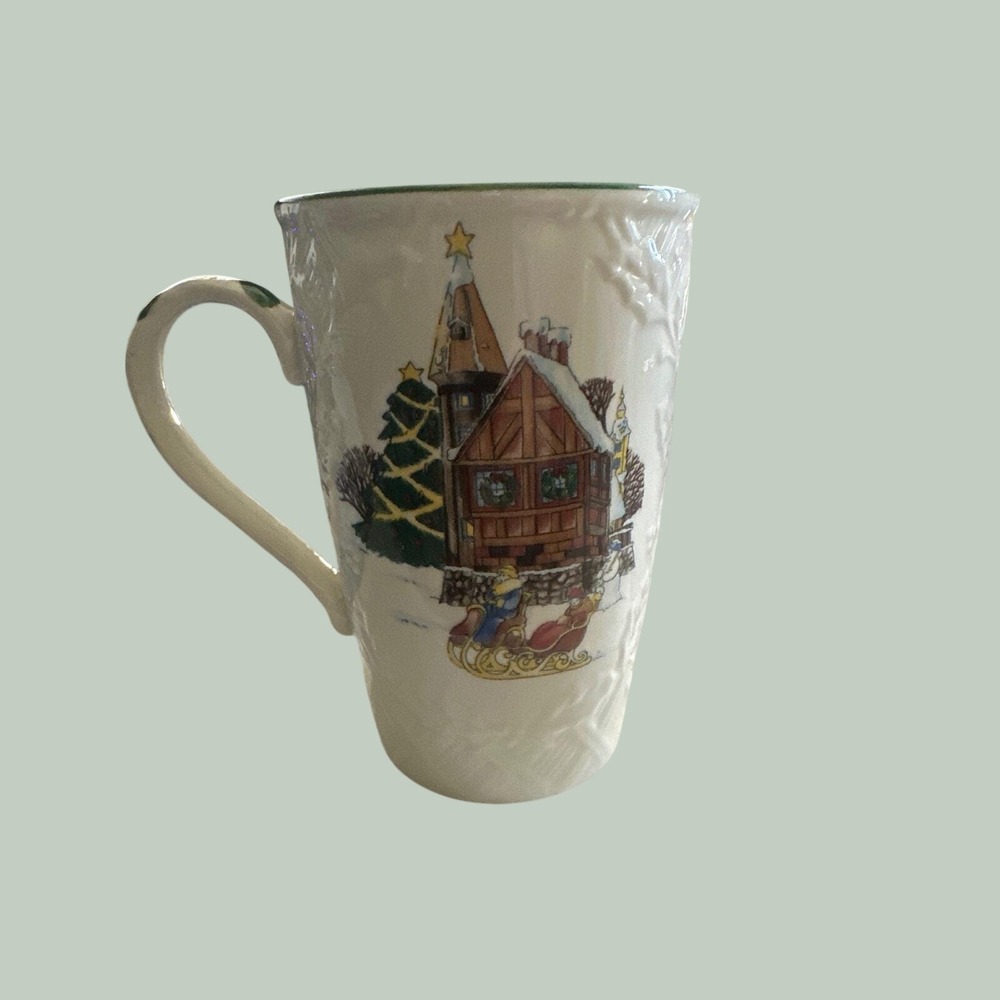 Mikasa English Countryside Christmas Mugs Set of 5 Winter Scene Magical Eve